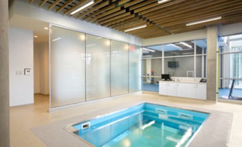 Well lit HydroWorx pool indoors